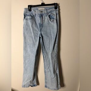 Women’s Light Blue High Waisted Crop Flare Denim Jeans